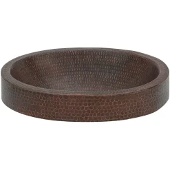 Hot Oval Skirted Vessel Hammered Copper Sink Semi-Recessed Sinks