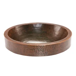 Hot Oval Skirted Vessel Hammered Copper Sink Semi-Recessed Sinks