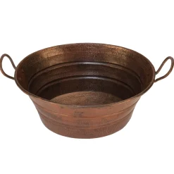 Sale Oval Bucket Vessel Hammered Copper Sink with Handles Above Counter / Vessel Sinks