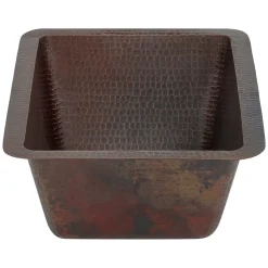 Sale Rectangle Hammered Copper Bathroom Sink Undermount