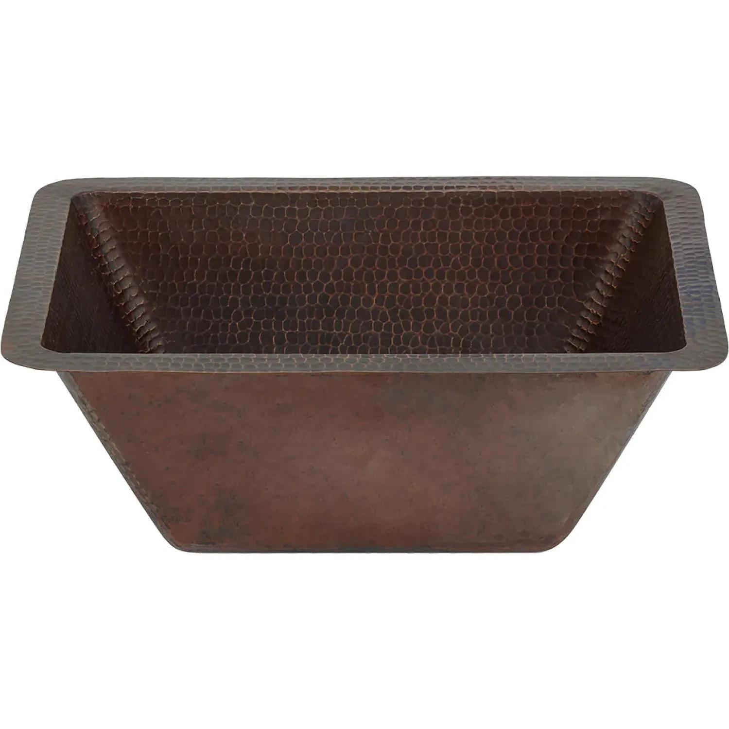 Sale Rectangle Hammered Copper Bathroom Sink Undermount