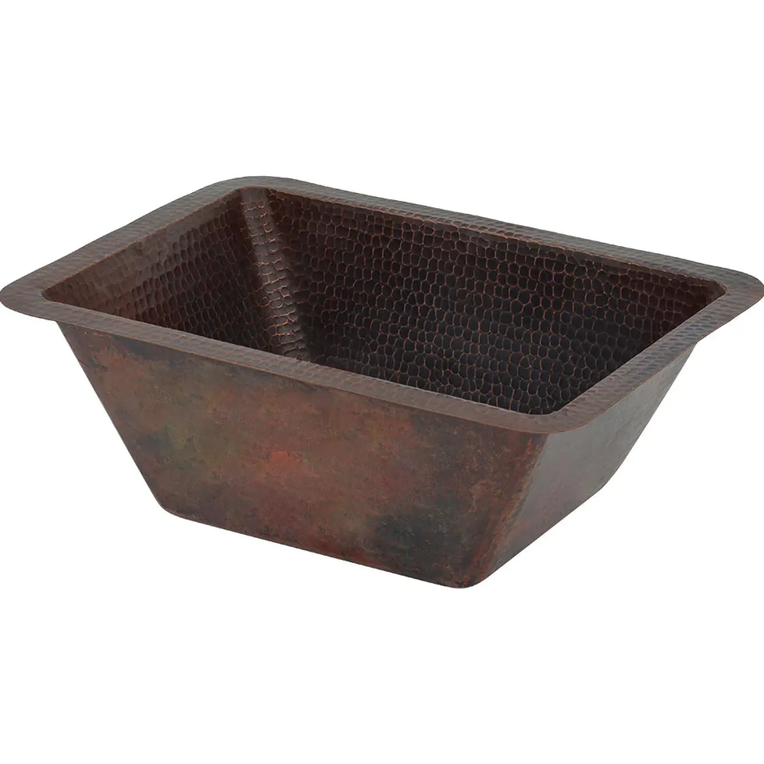 Sale Rectangle Hammered Copper Bathroom Sink Undermount
