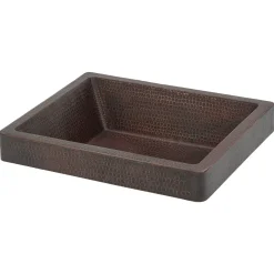 New 19" Rectangle Skirted Vessel Hammered Copper Sink Semi-Recessed Sinks