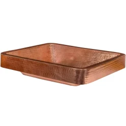 Online 19" Rectangle Skirted Vessel Hammered Copper Sink in Polished Copper Semi-Recessed Sinks|Above Counter / Vessel Sinks