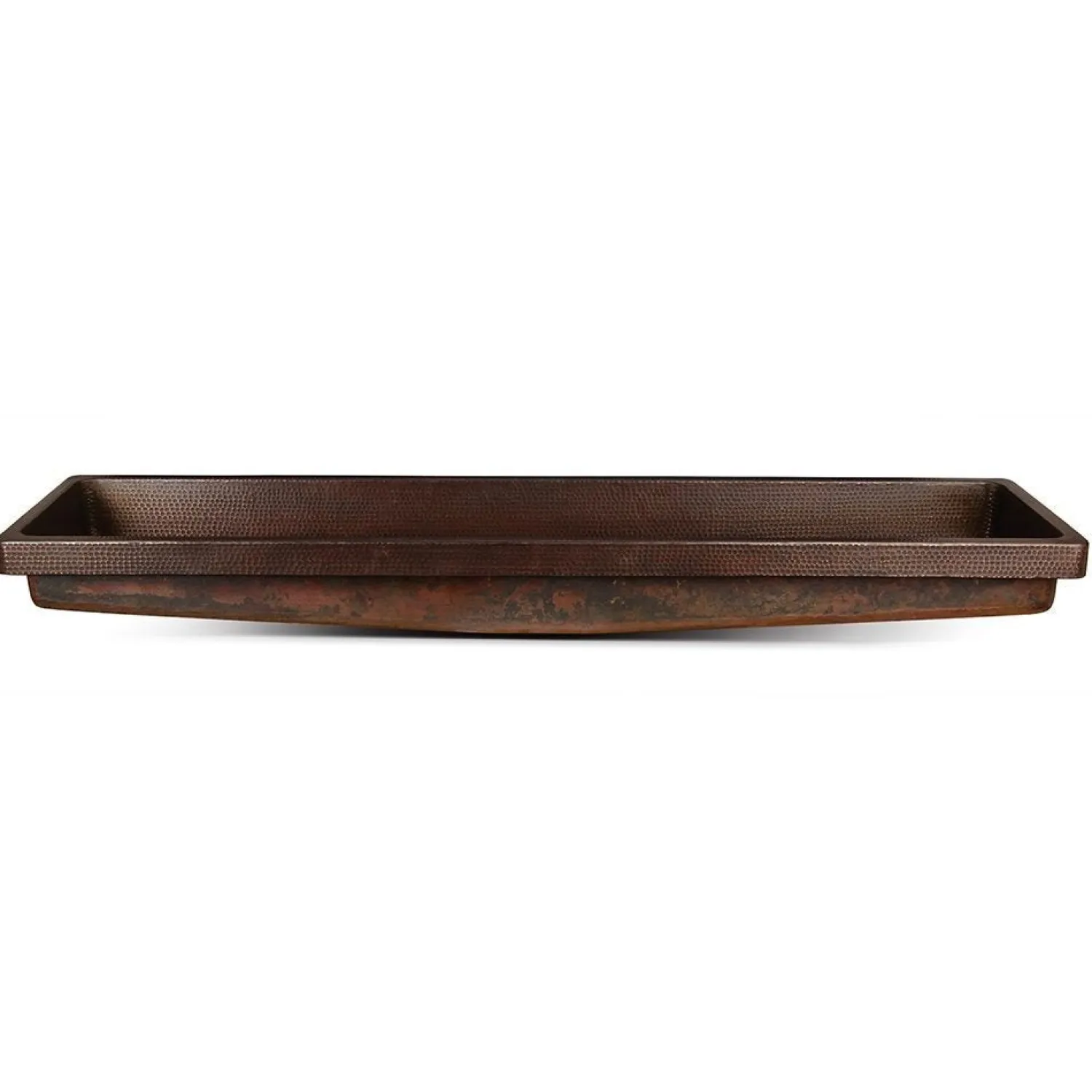 Outlet 60" Rectangle Skirted Vessel Hammered Copper Sink Above Counter / Vessel Sinks