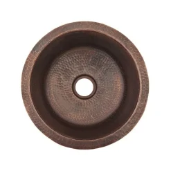 Best 14" Round Hammered Copper Bar Sink with Drain Bar / Prep Sinks
