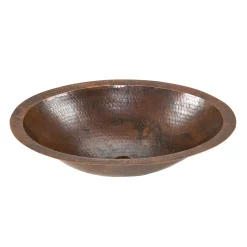 Small Oval Under Counter Hammered Copper Sink Undermount