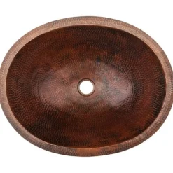 Small Oval Under Counter Hammered Copper Sink Undermount