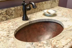 Small Oval Under Counter Hammered Copper Sink Undermount