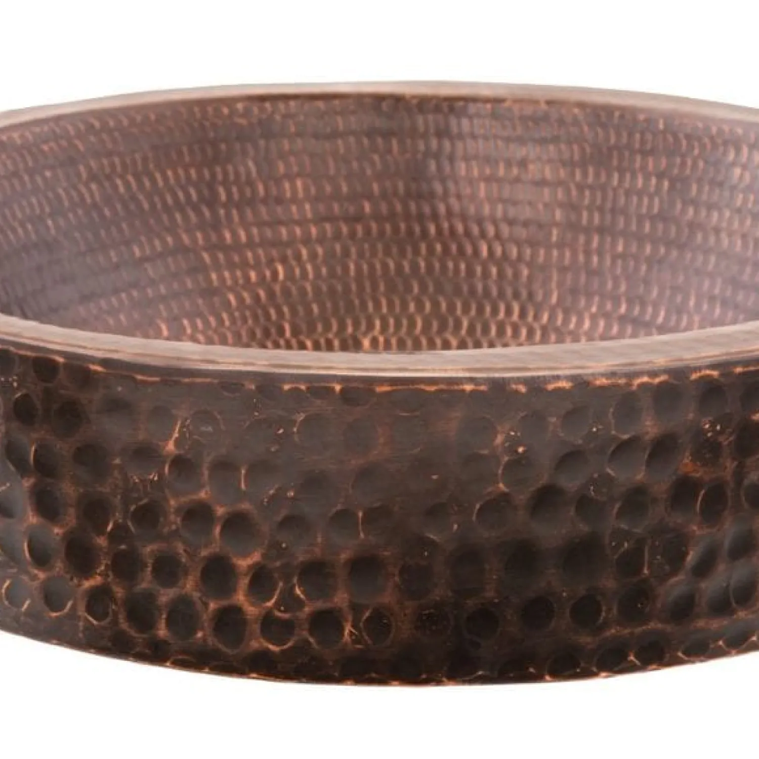 Discount 15" Small Round Skirted Vessel Hammered Copper Sink Semi-Recessed Sinks|Above Counter / Vessel Sinks