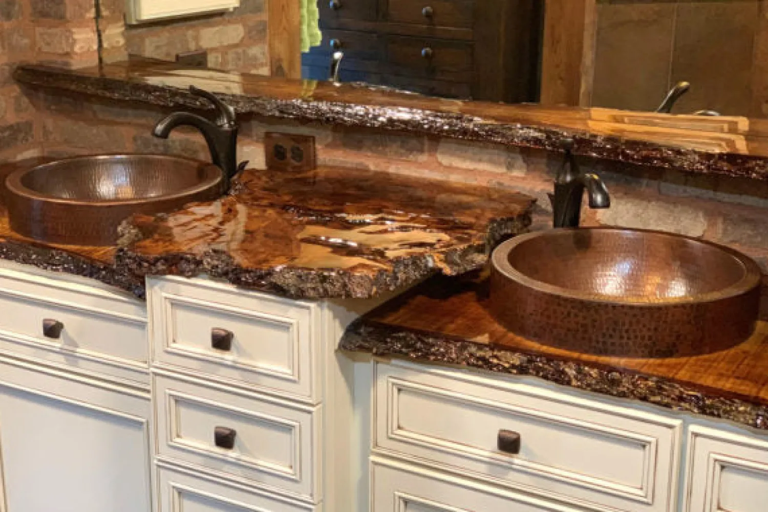 Discount 15" Small Round Skirted Vessel Hammered Copper Sink Semi-Recessed Sinks|Above Counter / Vessel Sinks