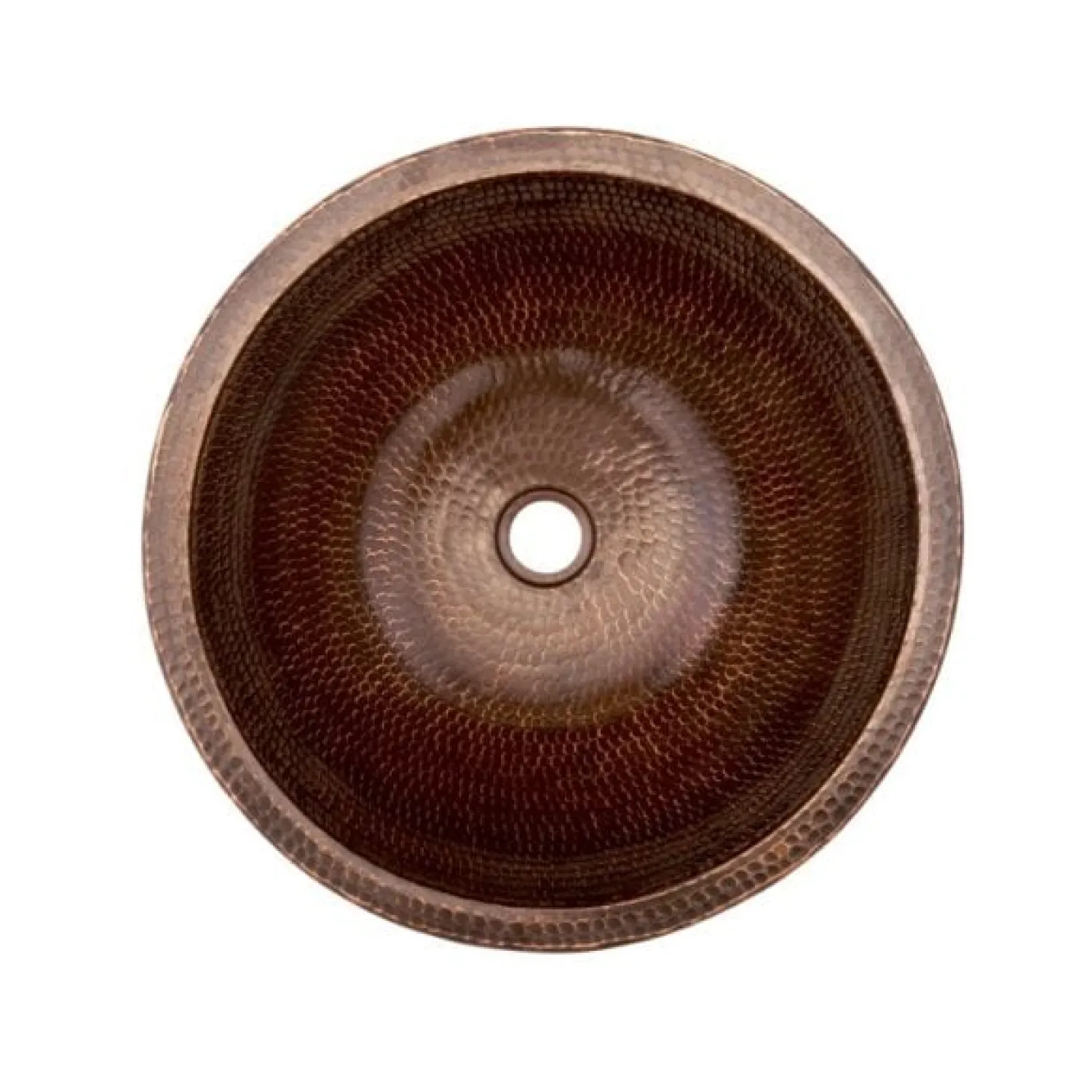 Discount 15" Small Round Skirted Vessel Hammered Copper Sink Semi-Recessed Sinks|Above Counter / Vessel Sinks