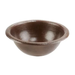 Outlet 12" Small Round Self Rimming Hammered Copper Sink Drop-In / Top Mount Sinks