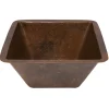 Clearance 15" Square Hammered Copper Bar/Prep Sink with 2" Drain Size Bar / Prep Sinks