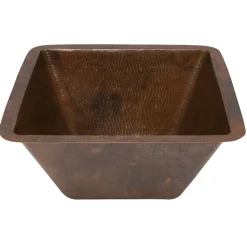 Clearance 15" Square Hammered Copper Bar/Prep Sink with 2" Drain Size Bar / Prep Sinks