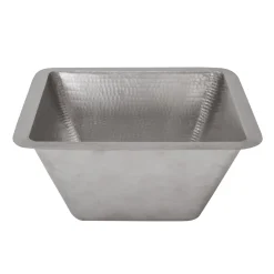 New 15" Square Hammered Copper Bar/Prep Sink in Nickel with 2" Drain Size Bar / Prep Sinks