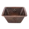 Clearance 15" Square Fleur De Lis Copper Bar/Prep Sink with 3.5" Drain Size Bar / Prep Sinks