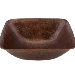 Best 14" Square Vessel Hammered Copper Sink Above Counter / Vessel Sinks