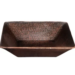 Clearance 14" Square Hand Forged Old World Copper Vessel Sink Above Counter / Vessel Sinks