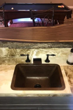 Sale 17" x 12" Rectangle Copper Bar Sink with 2" Drain Bar / Prep Sinks