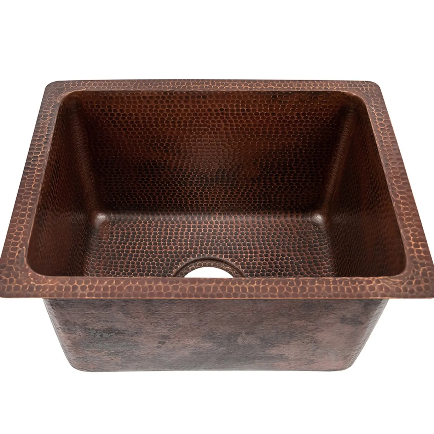 Clearance 17" Rectangle Hammered Copper Bar Prep Sink with 3.5" Drain Opening Bar / Prep Sinks