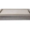 Rectangular Infinity Pool Sink in Polished Penny Grey Marble Above Counter / Vessel Sinks