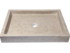 Rectangular Infinity Pool Sink in Polished Penny Grey Marble Above Counter / Vessel Sinks