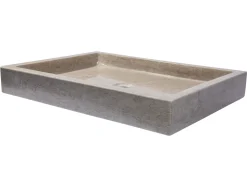 Rectangular Infinity Pool Sink in Polished Penny Grey Marble Above Counter / Vessel Sinks