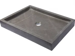Best Rectangular Infinity Pool Sink in Honed Pietra Grey Marble Above Counter / Vessel Sinks