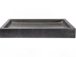 Best Rectangular Infinity Pool Sink in Honed Pietra Grey Marble Above Counter / Vessel Sinks