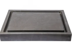 Best Rectangular Infinity Pool Sink in Honed Pietra Grey Marble Above Counter / Vessel Sinks