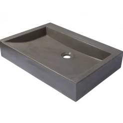 Best Rectangular Sloped Concrete Vessel Sink in Dark Gray Above Counter / Vessel Sinks