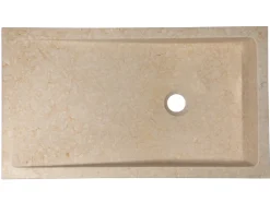 Clearance Rectangular Slopes Vessel Sink in Honed Galala Beige Marble Above Counter / Vessel Sinks