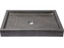 Rectangular Vessel Sink in Honed Pietra Grey Marble Above Counter / Vessel Sinks