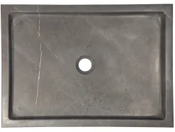 Rectangular Vessel Sink in Honed Pietra Grey Marble Above Counter / Vessel Sinks