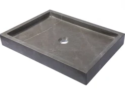 Rectangular Vessel Sink in Honed Pietra Grey Marble Above Counter / Vessel Sinks