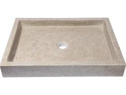 Clearance Rectangular Vessel Sink in Polished Penny Grey Marble Above Counter / Vessel Sinks
