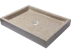 Clearance Rectangular Vessel Sink in Polished Penny Grey Marble Above Counter / Vessel Sinks