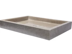 Clearance Rectangular Vessel Sink in Polished Penny Grey Marble Above Counter / Vessel Sinks