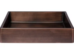 Rectangular 18 3/4" x 15 3/4" Thick Rim Stainless Steel Bathroom Vessel Sink with Drain in Bronze Stainless Steel Sinks|Above Counter / Vessel Sinks
