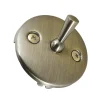 Outlet Round Bathtub Overflow Plate with Trip Lever in Antique Brass Tub Drains