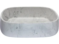 Best Rounded Rectangular Vessel Sink in Carrara Marble Above Counter / Vessel Sinks