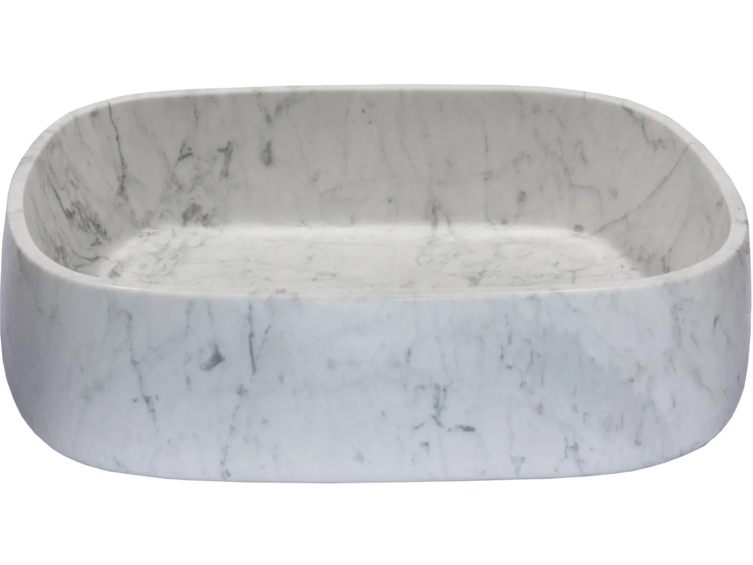 Best Rounded Rectangular Vessel Sink in Carrara Marble Above Counter / Vessel Sinks
