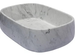 Best Rounded Rectangular Vessel Sink in Carrara Marble Above Counter / Vessel Sinks