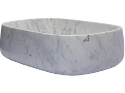 Best Rounded Rectangular Vessel Sink in Carrara Marble Above Counter / Vessel Sinks