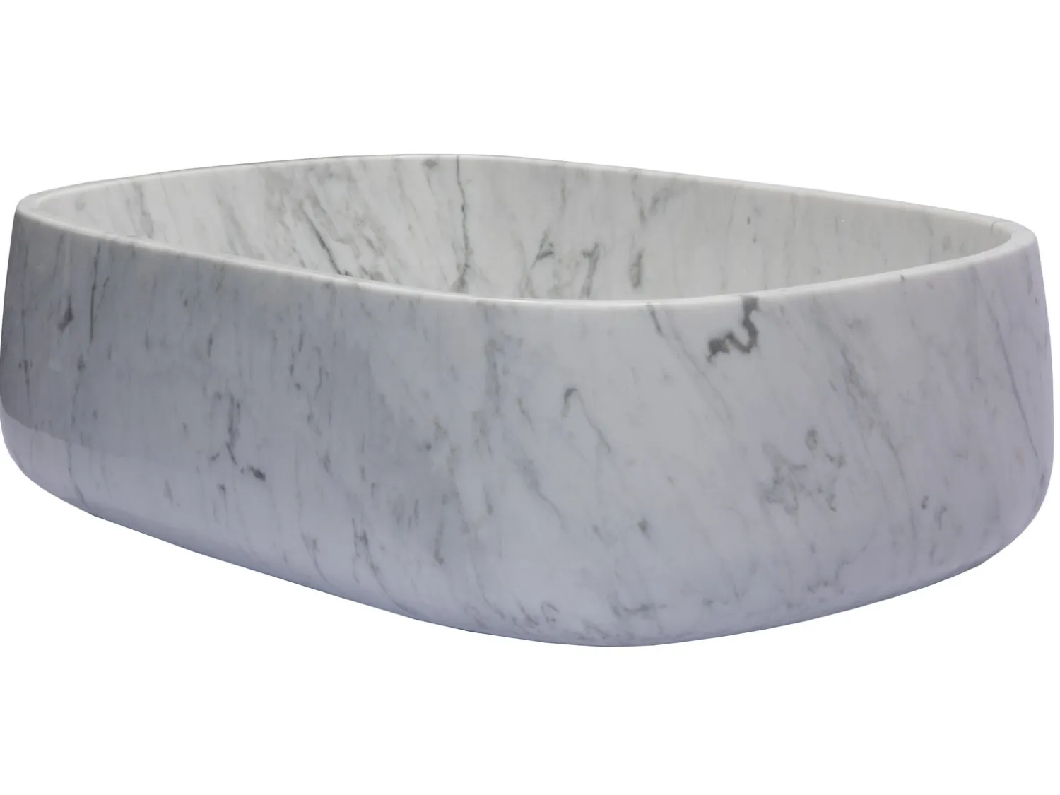 Best Rounded Rectangular Vessel Sink in Carrara Marble Above Counter / Vessel Sinks