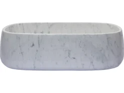 Best Rounded Rectangular Vessel Sink in Carrara Marble Above Counter / Vessel Sinks