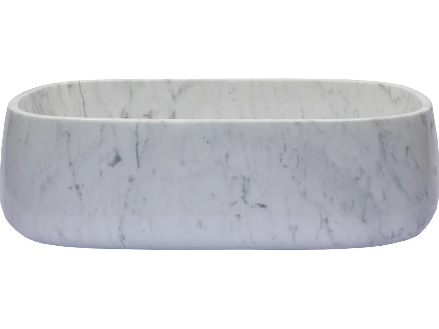 Best Rounded Rectangular Vessel Sink in Carrara Marble Above Counter / Vessel Sinks