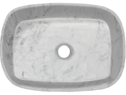 Best Rounded Rectangular Vessel Sink in Carrara Marble Above Counter / Vessel Sinks