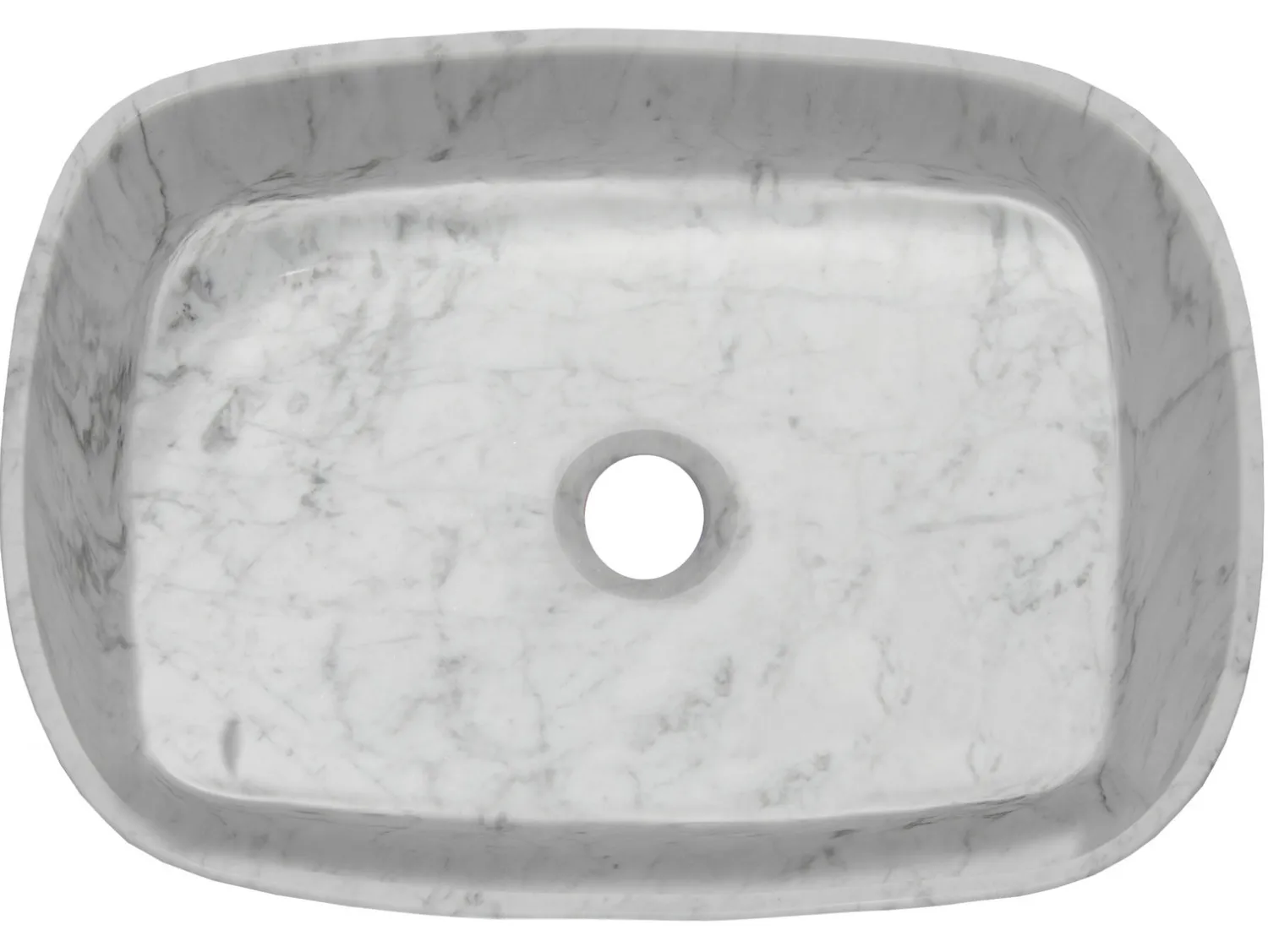 Best Rounded Rectangular Vessel Sink in Carrara Marble Above Counter / Vessel Sinks
